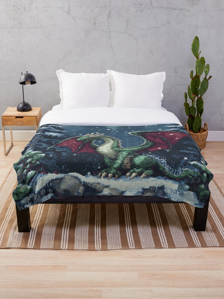 Thumbnail 1 of 6, Throw Blanket, Dragon In 8bit designed and sold by Rtymer.