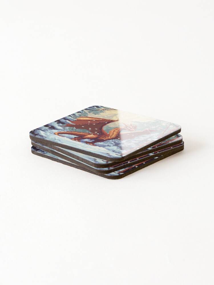 Thumbnail 4 of 5, Coasters (Set of 4), Dragon In 8bit designed and sold by Rtymer.