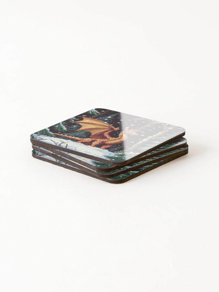 Thumbnail 4 of 5, Coasters (Set of 4), Dragon In 8bit designed and sold by Rtymer.