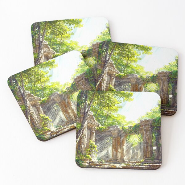 Item preview, Ancient Sunlit Ruins Hidden in Vibrant Forest designed and sold by Paintings By Simon .
