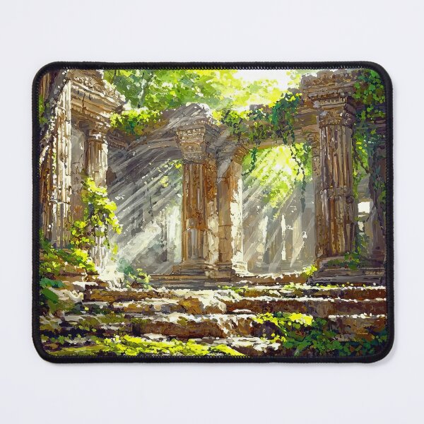 Item preview, Ancient Sunlit Ruins Hidden in Vibrant Forest designed and sold by Paintings By Simon .