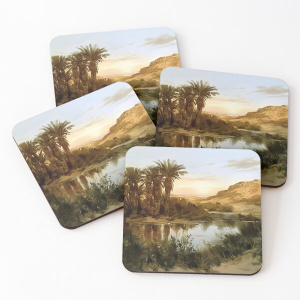 Item preview, Serene Desert Oasis With Reflective Sunset Glow designed and sold by Paintings By Simon .