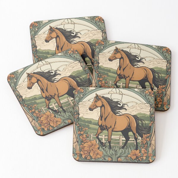Item preview, Art Nouveau de caballo marrón del oeste designed and sold by LumiLemon.