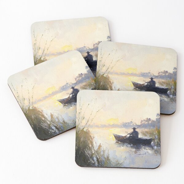 Item preview, Tranquil Sunrise Boating With Serene Reflections designed and sold by Paintings By Simon .