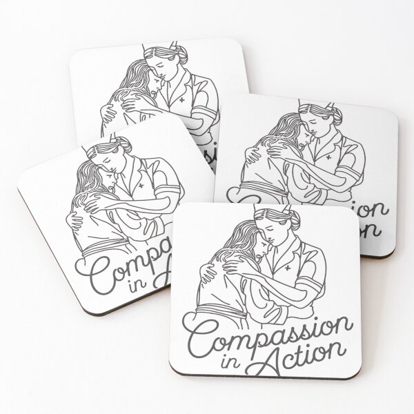 Item preview, A nurse embracing a patient with the phrase “Compassion in Action” elegantly integrated. designed and sold by Millzsplace.