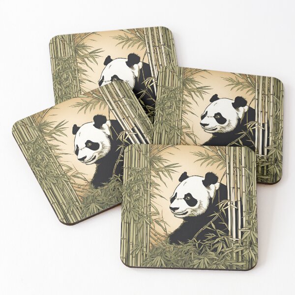 Item preview, Art Nouveau of Chinese panda among bamboo branches designed and sold by LumiLemon.