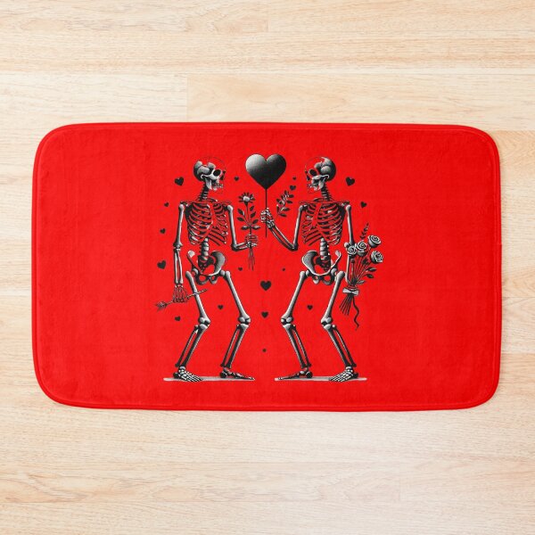 Item preview, Loving Skulls, Hearts, Flowers, Red Background, Big pattern designed and sold by GaborSkeleton.