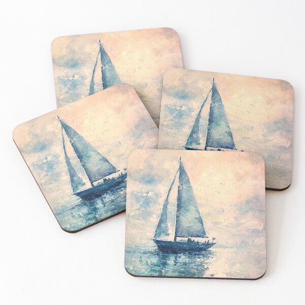 Item preview, Dreamy Sailboat Gliding on Calm Ocean Waters designed and sold by Paintings By Simon .
