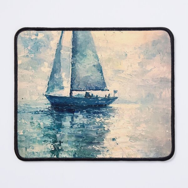 Item preview, Dreamy Sailboat Gliding on Calm Ocean Waters designed and sold by Paintings By Simon .
