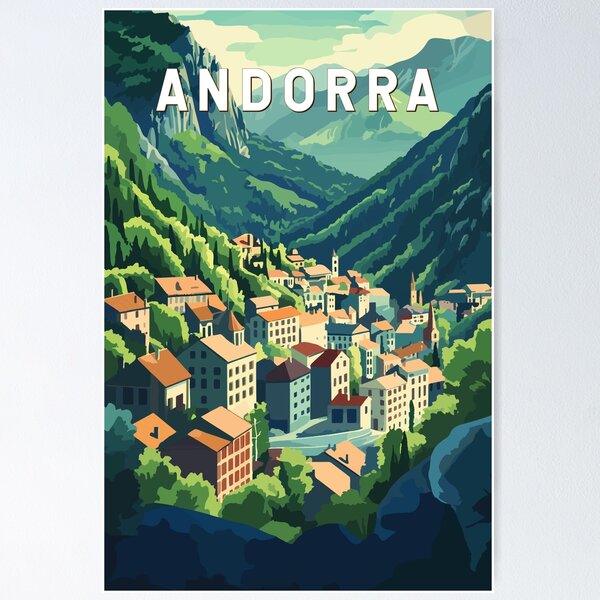 Item preview, Andorra Travel Art Vintage designed and sold by KrisSidDesigns.