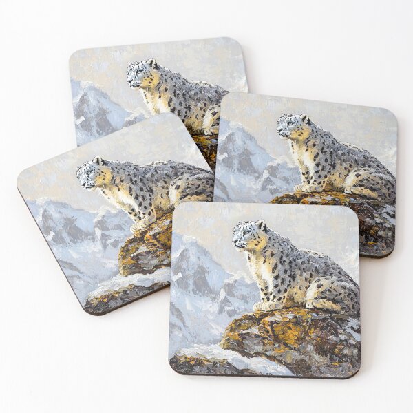 Item preview, Regal Snow Leopard Perched on Mountain Rocks designed and sold by Paintings By Simon .