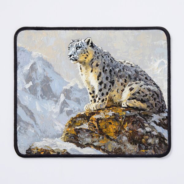 Item preview, Regal Snow Leopard Perched on Mountain Rocks designed and sold by Paintings By Simon .