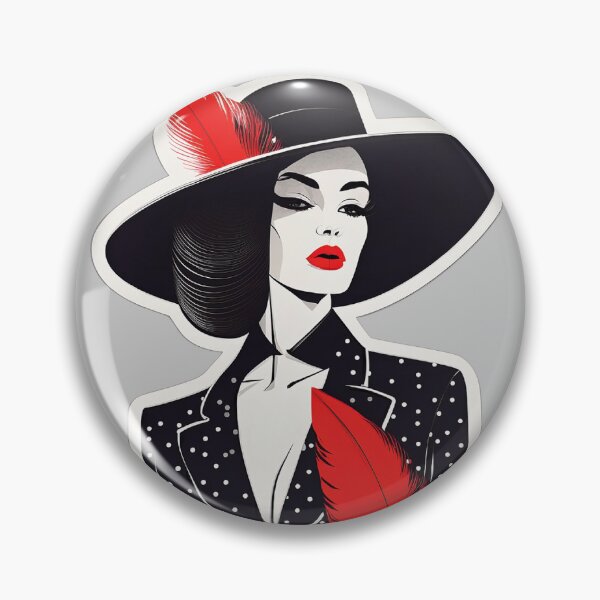 Item preview, Vouge woman in black hat with red lipstick designed and sold by DropRomance.