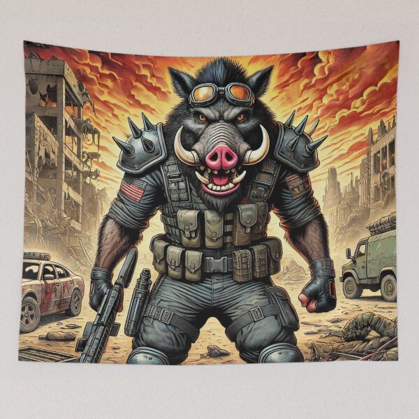 Item preview, Post-apocalyptic Warhog Warrior designed and sold by RobDaHoody.