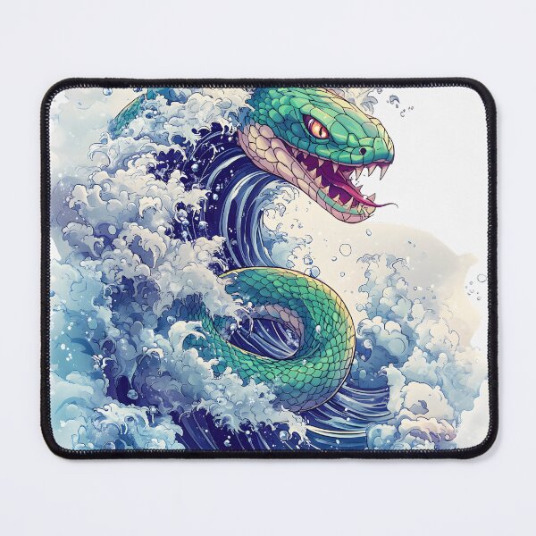 Item preview, Anime-Style Serpent Rising – Japanese Great Wave-Inspired Snake Art designed and sold by AnnDesignStudio.
