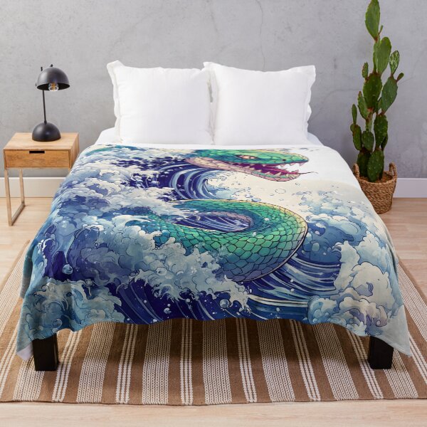 Item preview, Anime-Style Serpent Rising – Japanese Great Wave-Inspired Snake Art designed and sold by AnnDesignStudio.