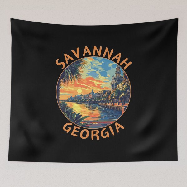 Item preview, Savannah in Georgia USA Vintage Travel Art Emblem designed and sold by MaateoDesign.