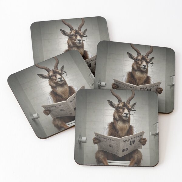 Item preview, Funny Antelope Reading Newspaper Bathroom Art designed and sold by vk09.
