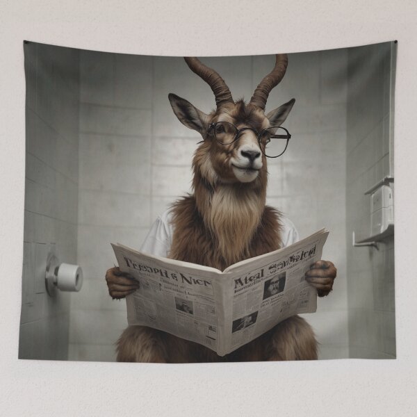 Item preview, Funny Antelope Reading Newspaper Bathroom Art designed and sold by vk09.