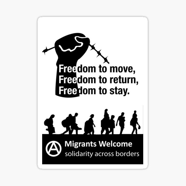 Bienvenidos los migrantes - Solidaridad en todos los internos Pegatina