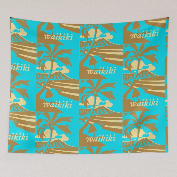 Item preview, Diamond Head, Waikiki, Oahu, Hawaii (Teal/brown/beige) designed and sold by WhackoDesigns.