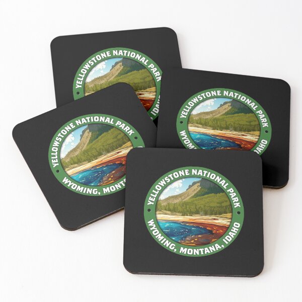 Item preview, Yellowstone National Park Geothermal Pools & Peaks Badge designed and sold by Stylish Grapefruit Familia.
