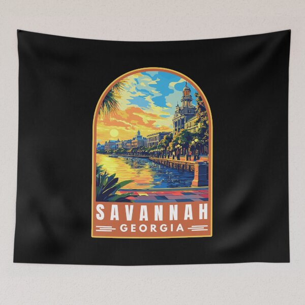 Item preview, Savannah in Georgia USA Vintage Travel Art Landscape designed and sold by MaateoDesign.