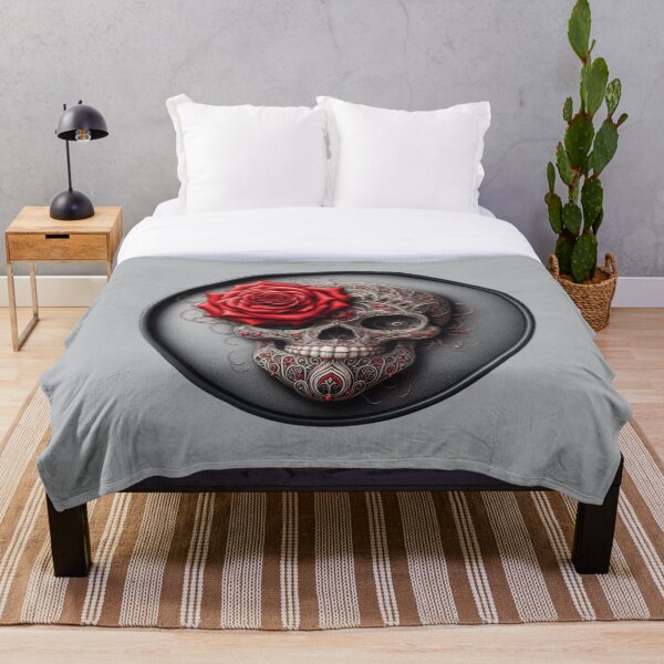 Item preview, Ornamental Pattern Skull, Red Rose, Gray, Big... designed and sold by GaborSkeleton.