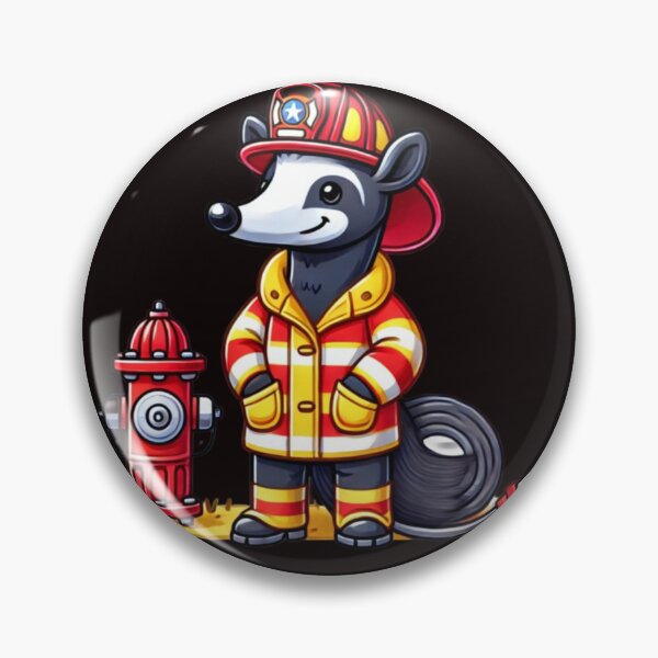 Item preview, Cute anteater firefighter at the fire hydrant designed and sold by DamioPolArt.