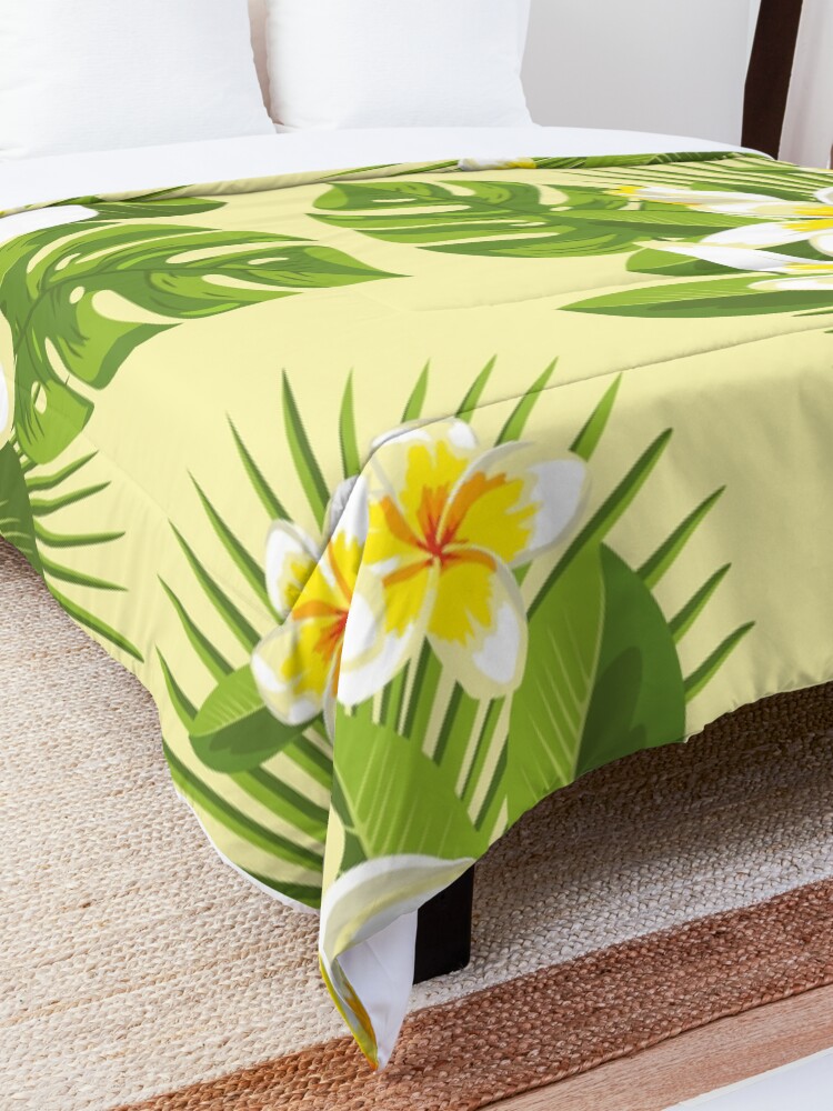 Alternate view of Tropical Bouquet. Plumeria Comforter
