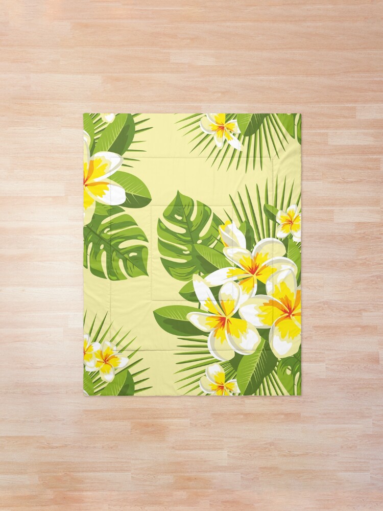 Alternate view of Tropical Bouquet. Plumeria Comforter