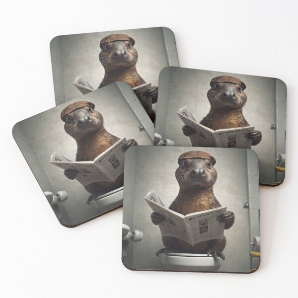 Item preview, Quirky Platypus Reading Newspaper Bathroom Art designed and sold by vk09.