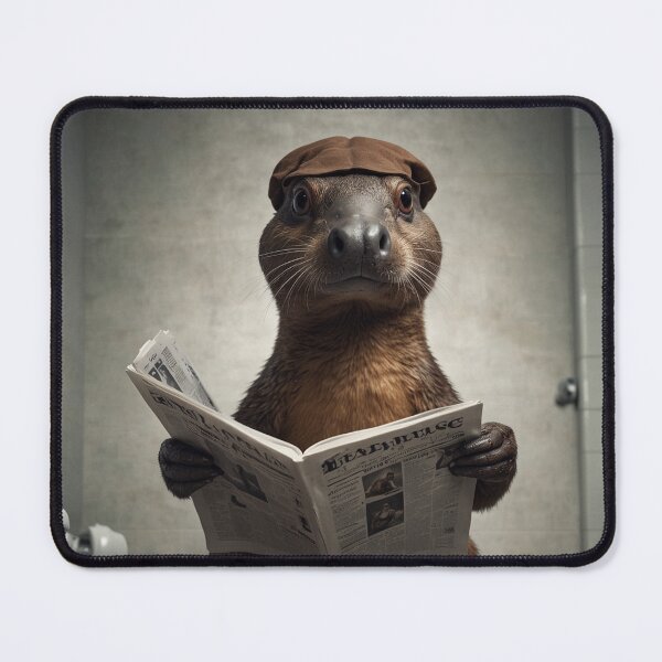 Item preview, Quirky Platypus Reading Newspaper Bathroom Art designed and sold by vk09.