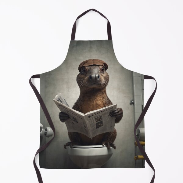 Item preview, Quirky Platypus Reading Newspaper Bathroom Art designed and sold by vk09.