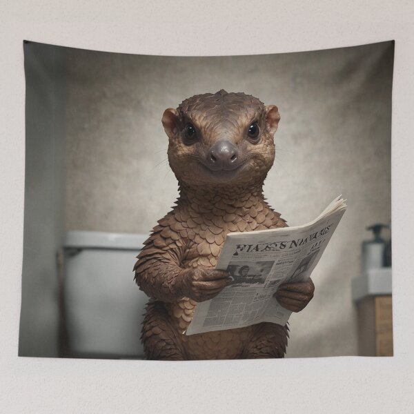 Item preview, Pangolin Humor Reading Newspaper Illustration designed and sold by vk09.