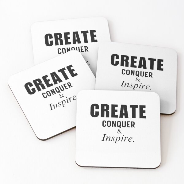 Item preview, Create, Conquer, Inspire Bold Motivational Typography Minimalistic Quote Art designed and sold by cosmiccircles01.