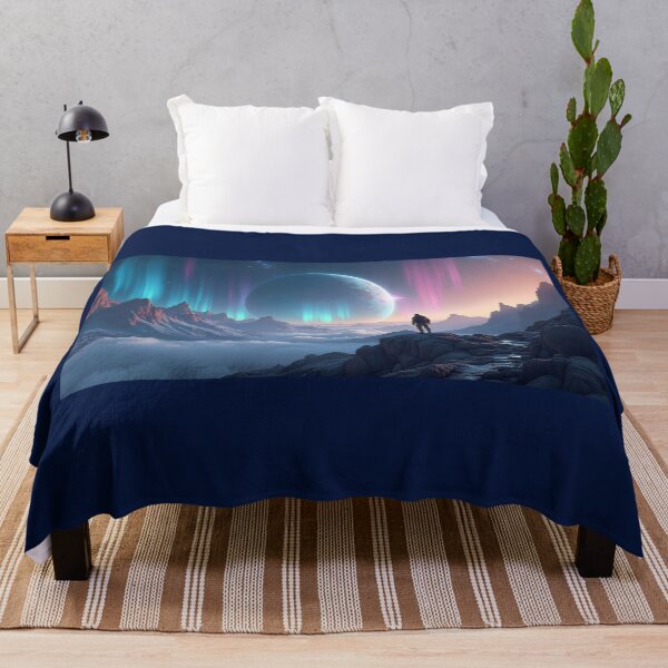 Item preview, Surreal Planetscape with Cosmic Explorer: Sci-Fi Wall Art designed and sold by aiEuroGirls.