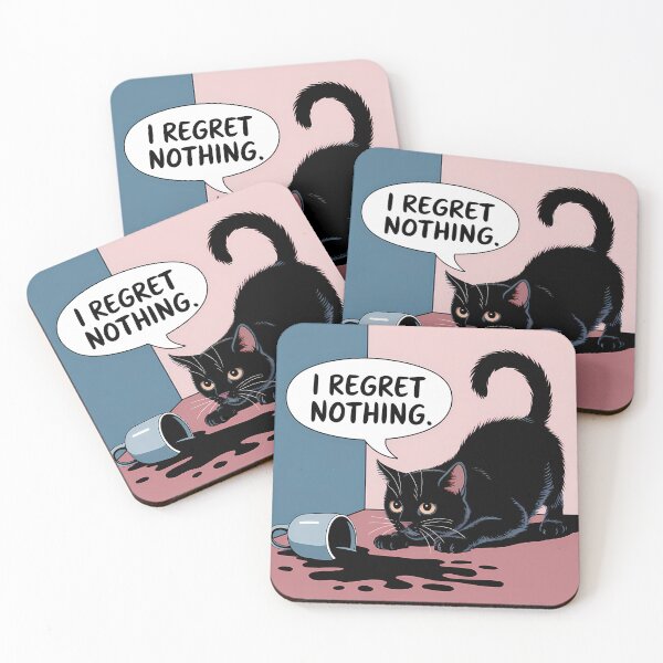 Item preview, Black Cat: "I Regret Nothing" designed and sold by Orca Chuckle Studios.