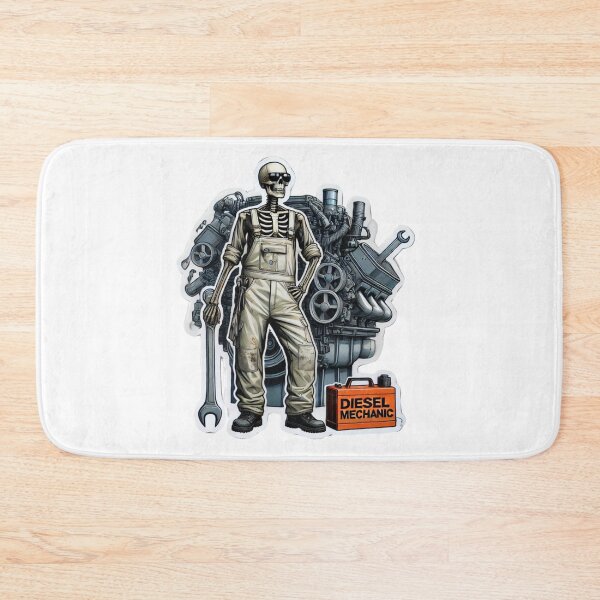 Item preview, Skeleton Diesel Mechanic in overalls with engine designed and sold by BrinaandPops.