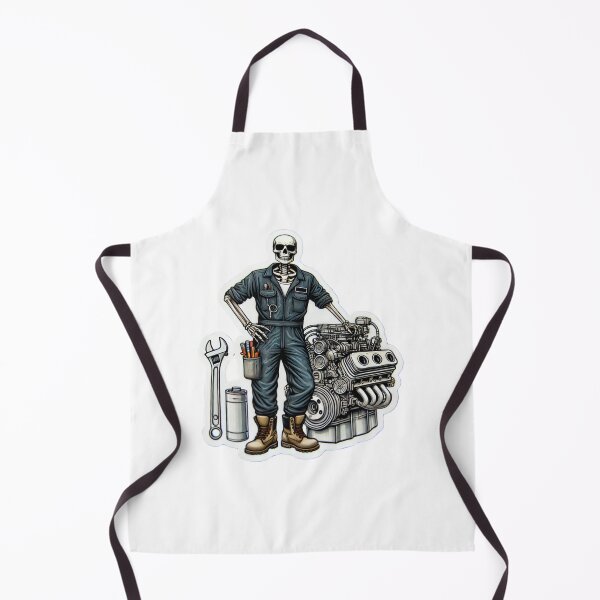 Item preview, Skeleton Diesel Mechanic in overalls with engine designed and sold by BrinaandPops.