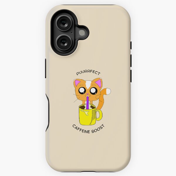 (Creamy Beige) Puurrfect Caffeine Boost Kawaii Cute Food Art iPhone Tough Case