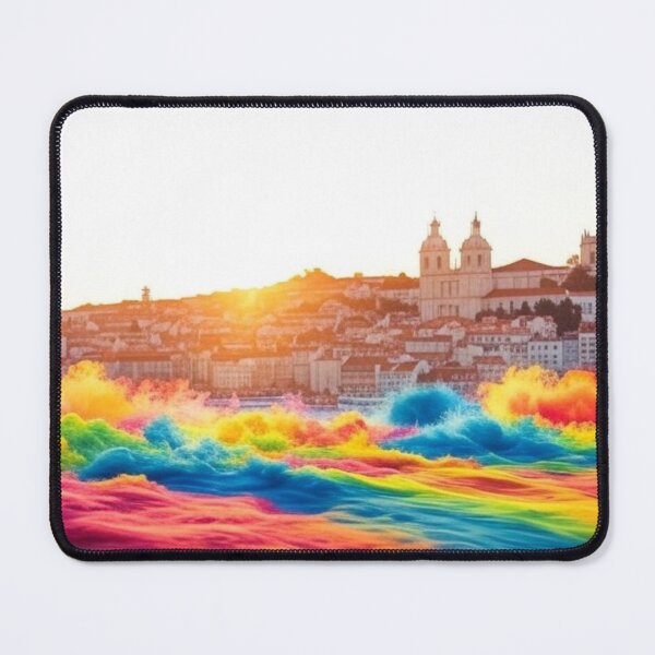 Item preview, Rainbow Watercolor Lisbon Portugal designed and sold by Places On Earth.
