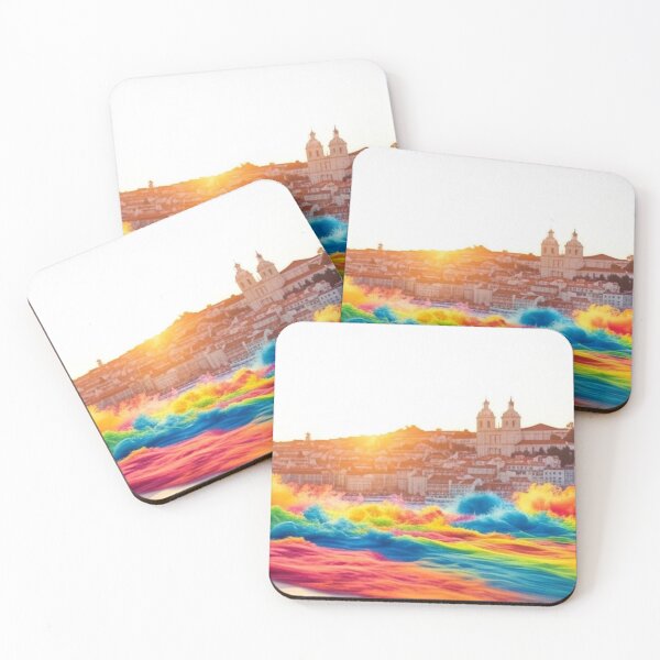 Item preview, Rainbow Watercolor Lisbon Portugal designed and sold by Places On Earth.