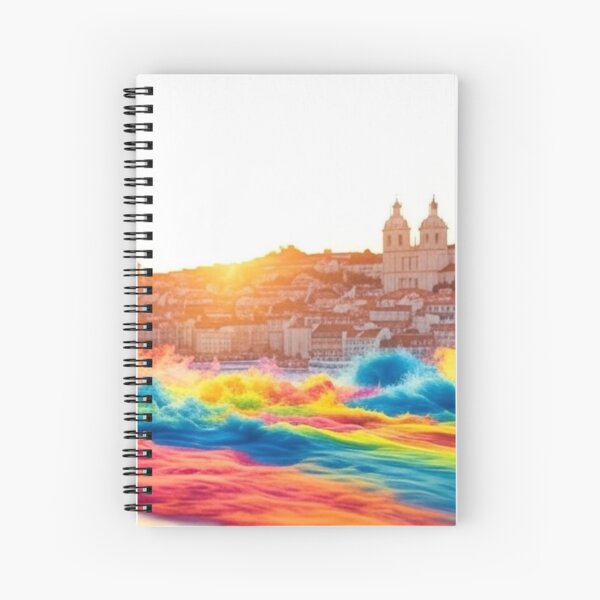 Aperçu de l'œuvre Aquarelle arc-en-ciel Lisbonne Portugal créée et vendue par placesonearth.