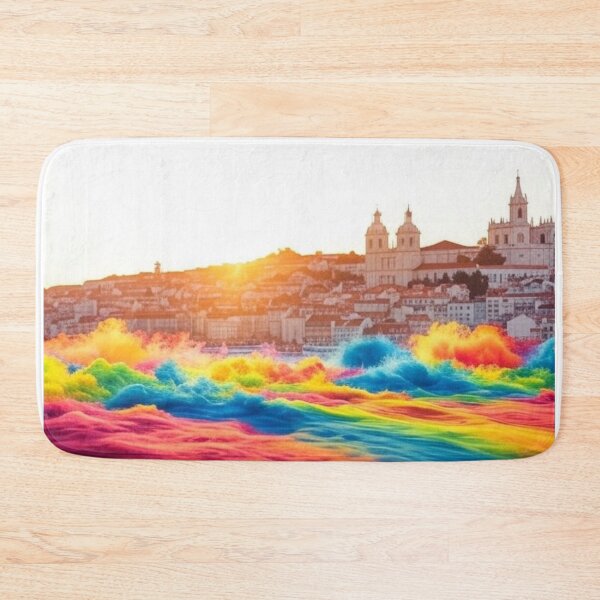 Item preview, Rainbow Watercolor Lisbon Portugal designed and sold by Places On Earth.