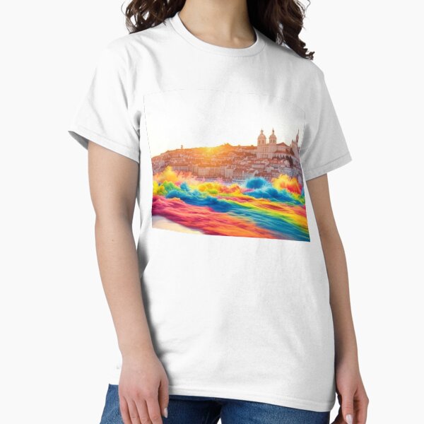 Aperçu de l'œuvre Aquarelle arc-en-ciel Lisbonne Portugal créée et vendue par placesonearth.