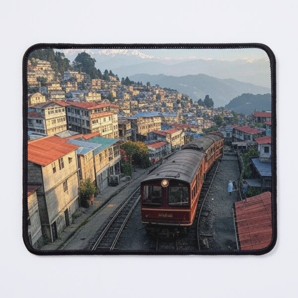 Item preview, Darjeeling Town with train railways designed and sold by Places On Earth.