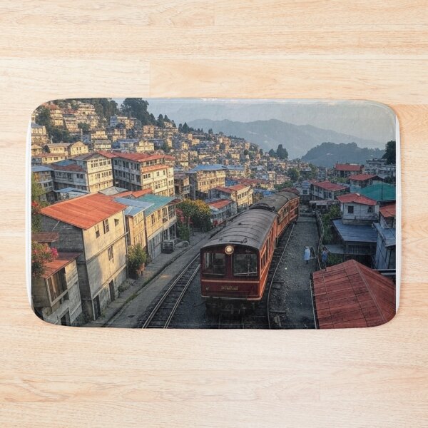Item preview, Darjeeling Town with train railways designed and sold by Places On Earth.