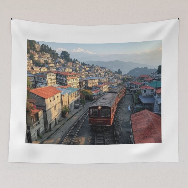 Item preview, Darjeeling Town with train railways designed and sold by Places On Earth.