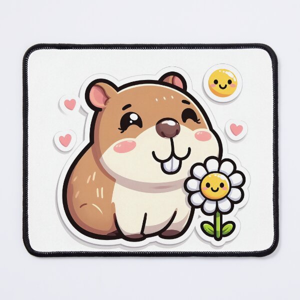 Item preview, Happy capybara with smiling flower designed and sold by vambrosio15.